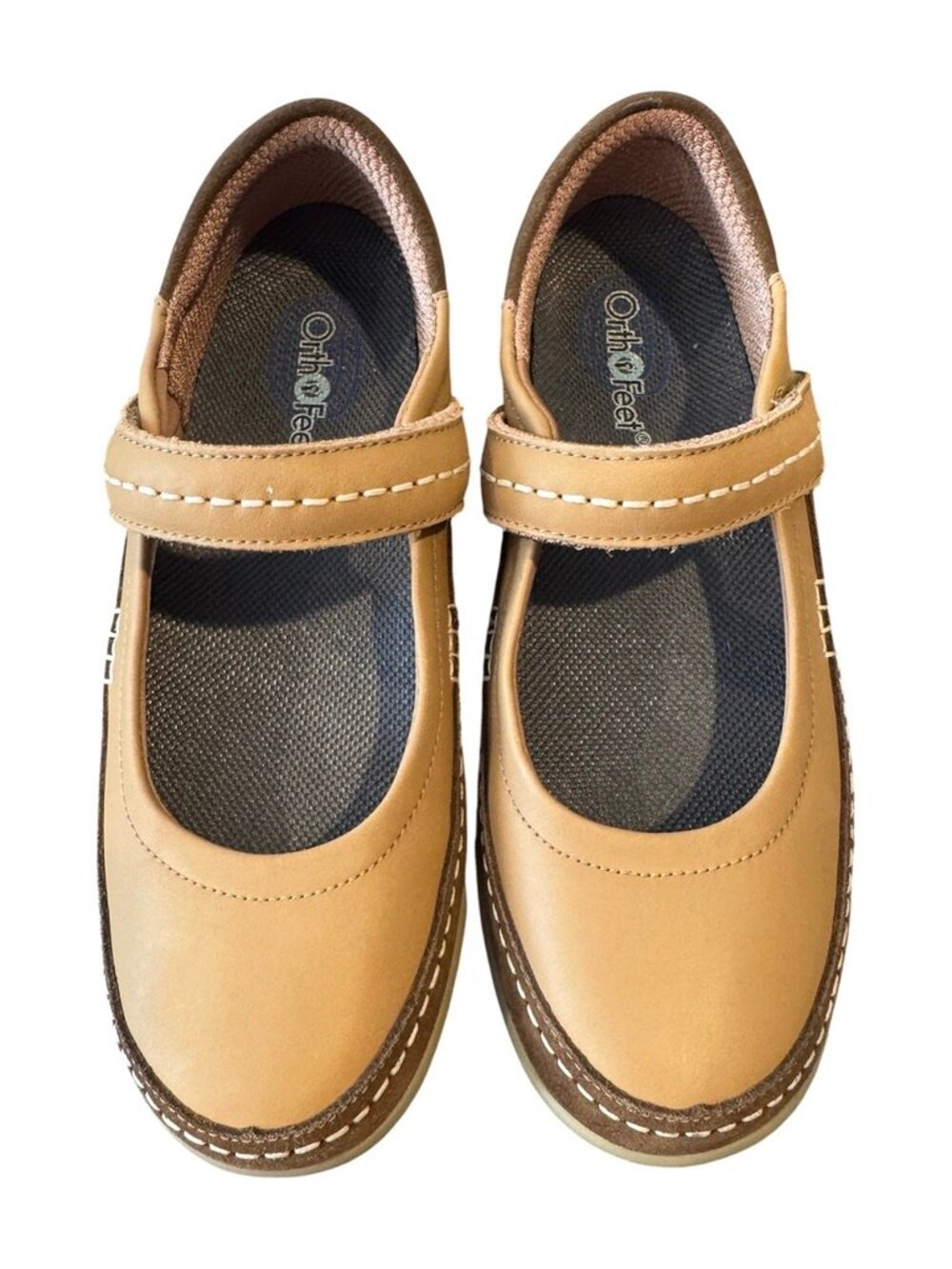 Orthofeet Athens Mary Jane Shoes Women’s 9 Wide D Tan Leather Comfort Walking - Picture 2 of 6